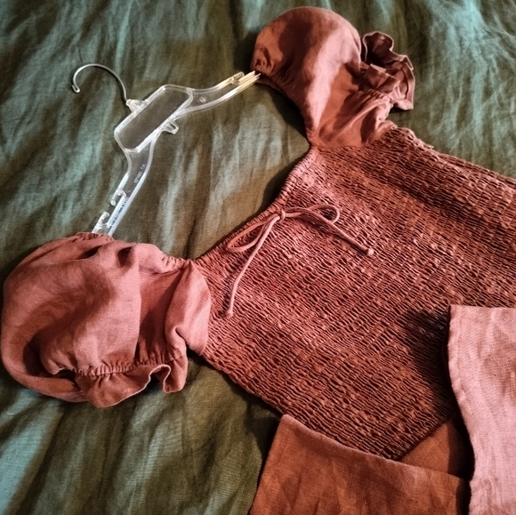 Faithful the Brand 100% Linen Smocked Coquette Princess Orange Jumpsuit NWT 10 - Picture 14 of 14